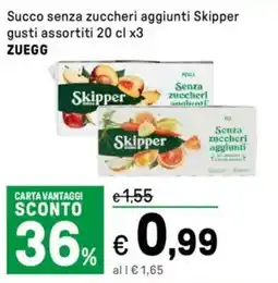 Iper La Grande Succo senza zuccheri aggiunti Skipper ZUEGG offerta