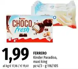 Famila Market FERRERO Kinder Paradiso, maxi king offerta