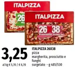 Famila Market ITALPIZZA 26X38 pizza margherita, prosciutto e funghi offerta