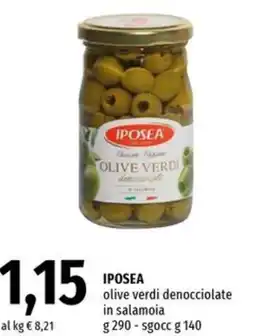 Famila Market IPOSEA olive verdi denocciolate in salamoia offerta