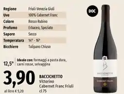 Famila Market BACCICHETTO Vittorino Cabernet Franc Friuli offerta