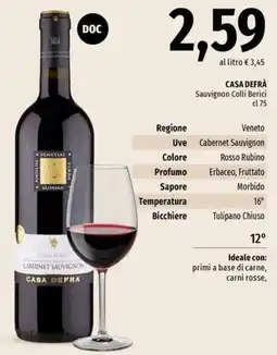 Famila Market CASA DEFRÀ Sauvignon Colli Berici offerta