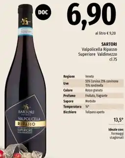 Famila Market SARTORI Valpolicella Ripasso Superiore Valdimezzo offerta