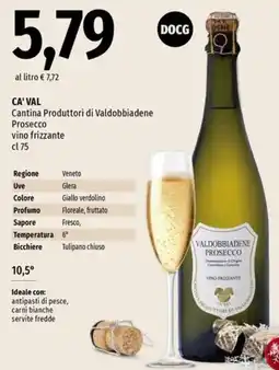 Famila Market CA' VAL Cantina Produttori di Valdobbiadene vino frizzante offerta