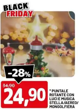 DPiù Puntale rotante con luci e musica stella/aereo/ mongolfiera offerta