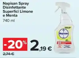 Carrefour Napisan Spray Disinfettante Superfici Limone e Menta offerta