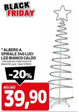 DPiù Albero a spirale 340 luci led bianco caldo offerta