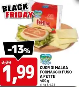 DPiù Cuor di malga formaggio fuso a fette offerta