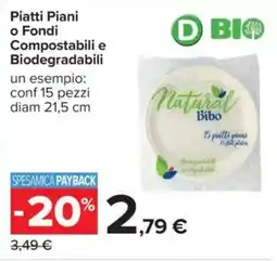 Carrefour Piatti Piani o Fondi Compostabili e Biodegradabili offerta