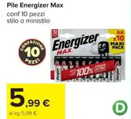 Carrefour Pile Energizer Max offerta