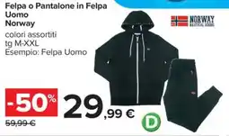 Carrefour Felpa o Pantalone in Felpa Uomo Norway offerta
