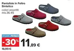 Carrefour Pantofole in Feltro Sintetico offerta