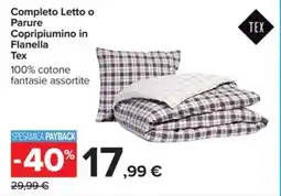 Carrefour Completo Letto o Parure Copripiumino in Flanella Tex offerta