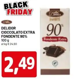 DPiù Delidor cioccolato extra fondente 90% offerta