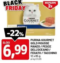 DPiù Purina gourmet gold mousse manzo / pesce dell'oceano / fegato / tacchino offerta