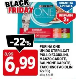 DPiù Purina one umido sterilcat pollo fagiolini, manzo carote, salmone carote, tacchino fagiolini offerta