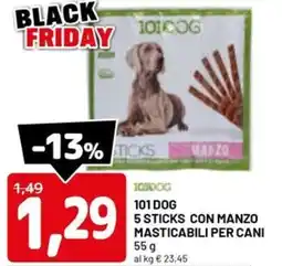 DPiù 101 dog 5 sticks con manzo masticabili per cani offerta