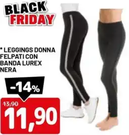 DPiù Leggings donna felpaticon banda lurex nera offerta