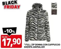 DPiù Full zip donna con cappuccio sherpa animalier offerta