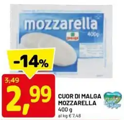 DPiù Cuor di malga mozzarella offerta