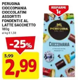 DPiù Perugina cioccomania cioccolatini fondentie al latte sacchetto offerta