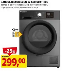 DPiù SANSUI ASC9016EGSN-W ASCIUGATRICE offerta