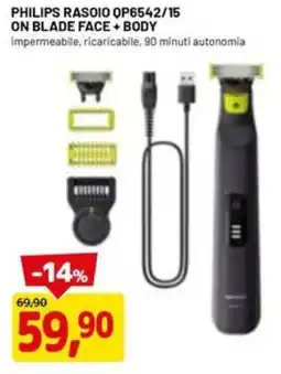 DPiù PHILIPS RASOIO QP6542/15 ON BLADE FACE + BODY offerta