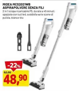 DPiù MIDEA MCS2021WB ASPIRAPOLVERE SENZA FILI offerta