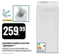 Eurospin Lavatrice carica alta 7kg "ZEROWATT" offerta