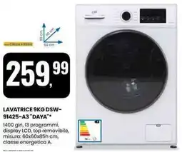 Eurospin LAVATRICE 9KG DSW- 91425-A3 "DAYA" offerta
