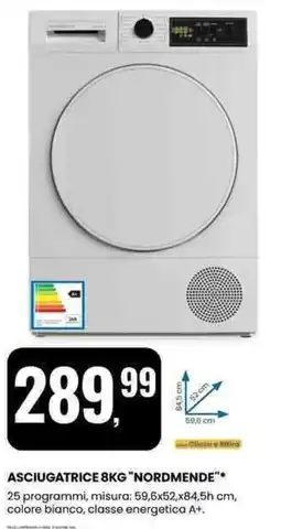 Eurospin Asciugatrice 8kg "NORDMENDE" offerta
