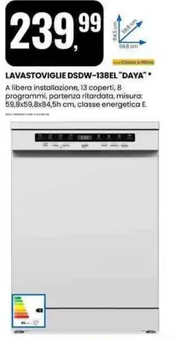 Eurospin LAVASTOVIGLIE DSDW-138EL "DAYA" * offerta