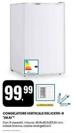 Eurospin CONGELATORE VERTICALE 65L ICE115-R "AKAI" offerta