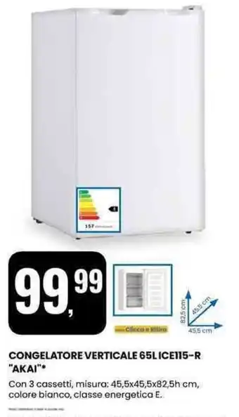 Eurospin CONGELATORE VERTICALE 65L ICE115-R "AKAI" offerta