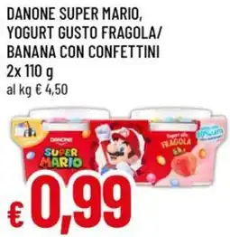 A&O Danone super mario, yogurt gusto fragola/ banana con confettini offerta