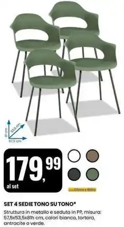 Eurospin Set 4 sedie tono su tono offerta