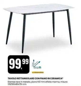 Eurospin Tavolo rettangolare con piano in ceramica offerta
