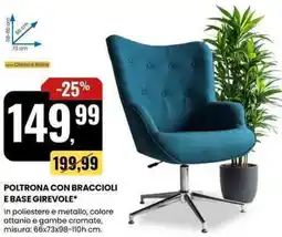 Eurospin Poltrona con braccioli e base girevole offerta