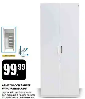 Eurospin Armadio con 2 ante e vano portascope offerta