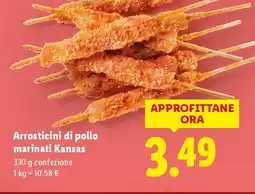 Lidl Arrosticini di pollo marinati Kansas offerta