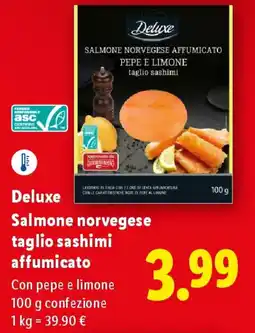 Lidl Deluxe Salmone norvegese taglio sashimi affumicato offerta