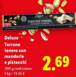 Lidl Deluxe Torrone tenero con mandorle e pistacchi offerta