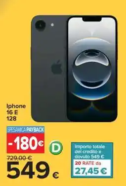 Carrefour Iphone 16 E 128 offerta