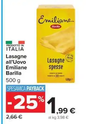 Carrefour Lasagne all'uovo Emiliane Barilla offerta
