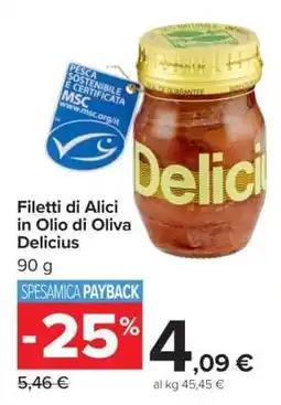 Carrefour Filetti di Alici in Olio di Oliva Delicius offerta