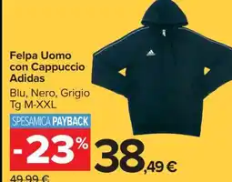 Carrefour Felpa Uomo con Cappuccio Adidas offerta