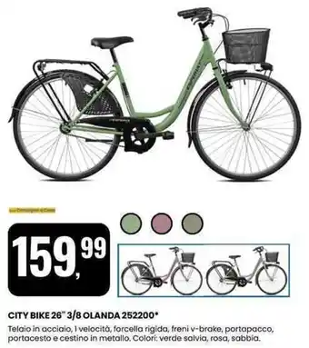 Eurospin CITY BIKE 26" 3/8 OLANDA 252200 offerta