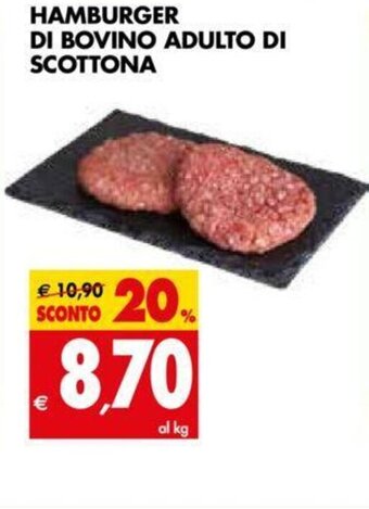 Hamburger Di Bovino Adulto Di Scottona