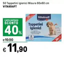 Iper La Grande 50 Tappetini igienici Misura 60x60 cm VITAKRAFT offerta