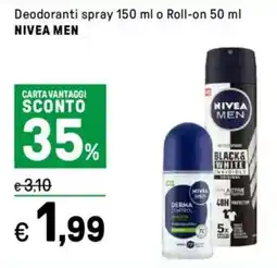 Iper La Grande Deodoranti spray o Roll-on NIVEA MEN offerta